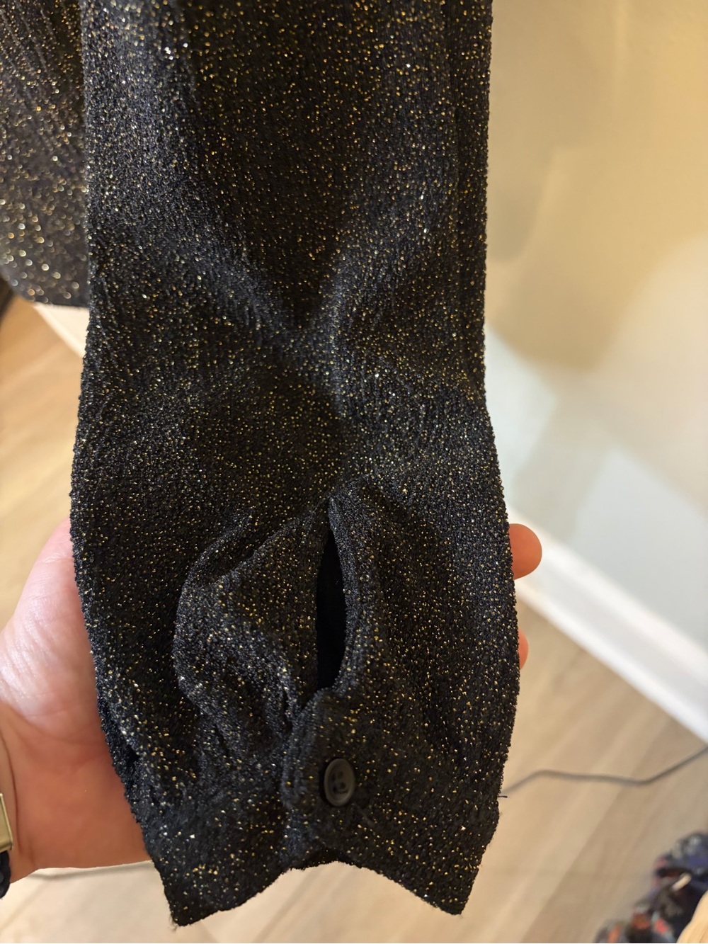 Endless Rose Black Sparkle Tie-Neck V-Neck Sweater - Picture 8 of 11